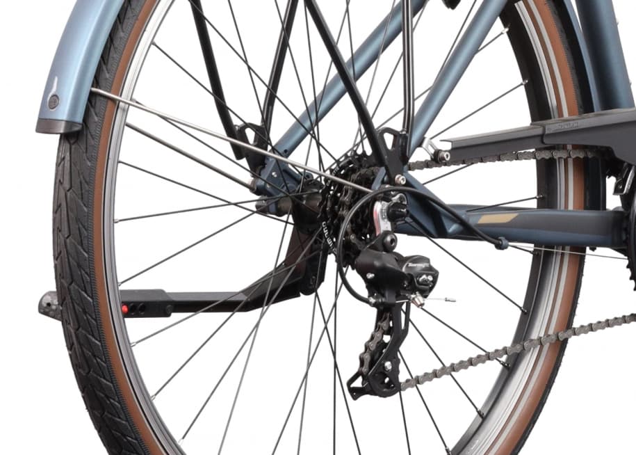 Grey bike wheel detail and derailleur packshot