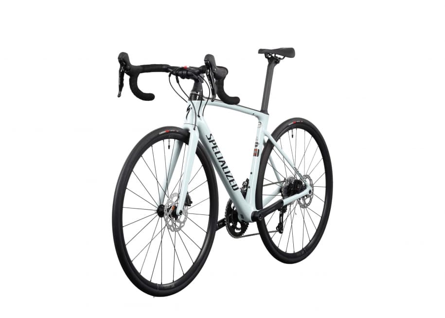 White racing bike angle packshot