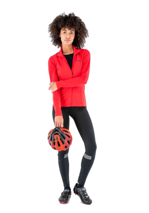 Woman in bike apparel fashion front photo